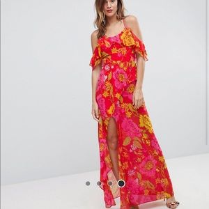Buy ASOS ruffle cami maxi  in bright floral print